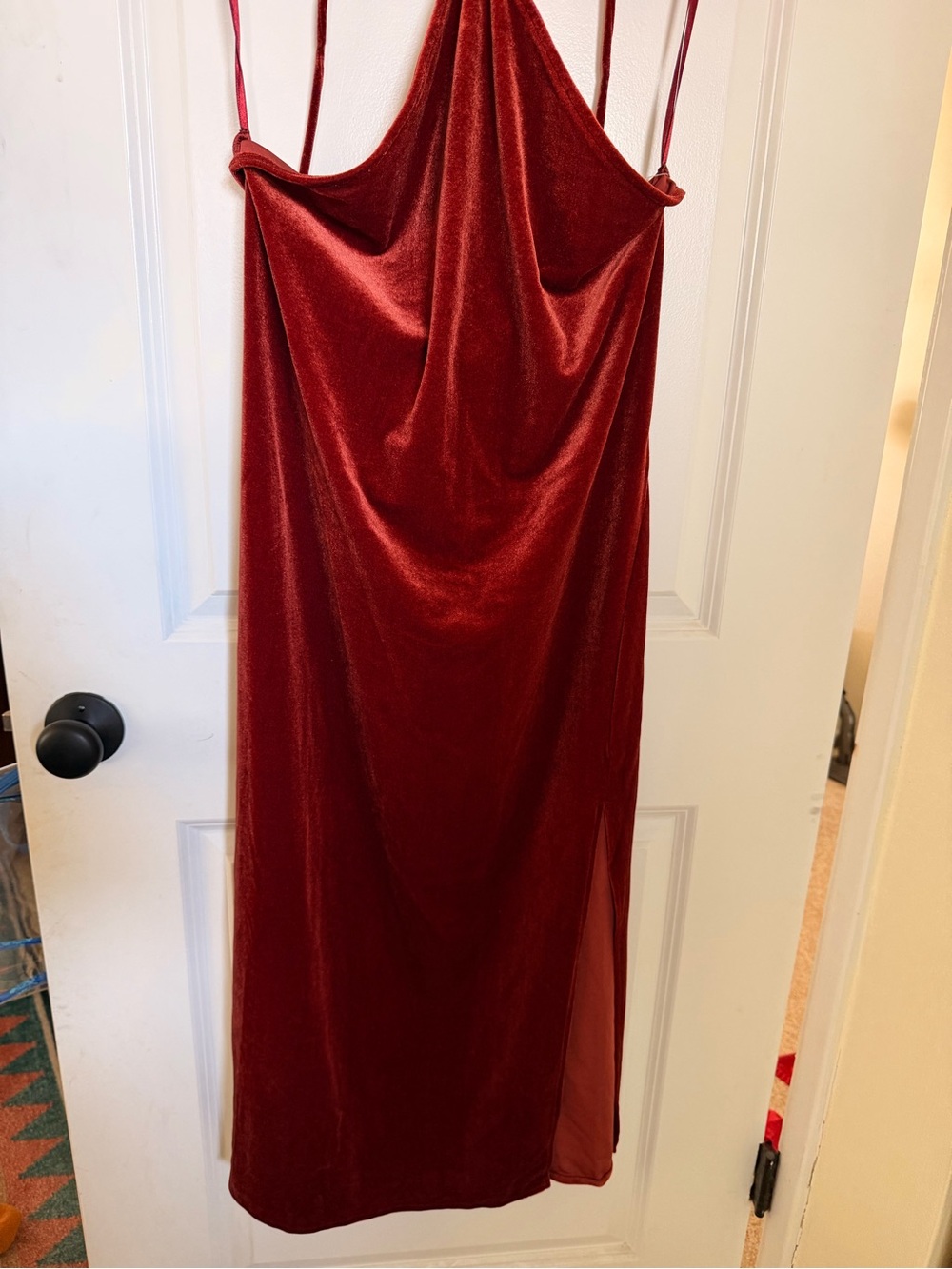Banana Republic Velvet Midi Slip Skirt in Wine Red